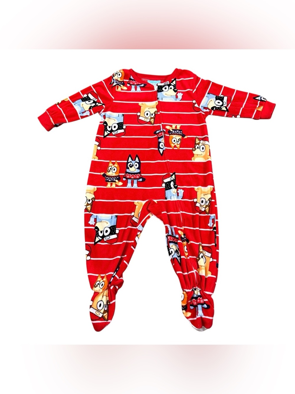 Bluey Baby 18M Christmas Footed Pajamas Sleeper Red Holiday Zip One Piece
